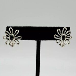 Like New, Tiffany & Co. Paloma Picasso Sterling Silver and Onyx Daisy Pierced Ea